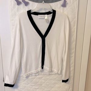 Liz Claiborne size medium white with black trim light sweater.